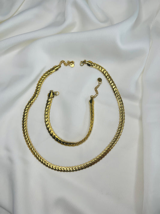 Conjunto collier et pulsera cadena serpiente